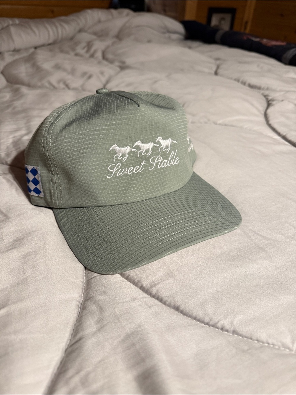 Sweet Stable Sage Green Baseball Cap with Horse Embroidery